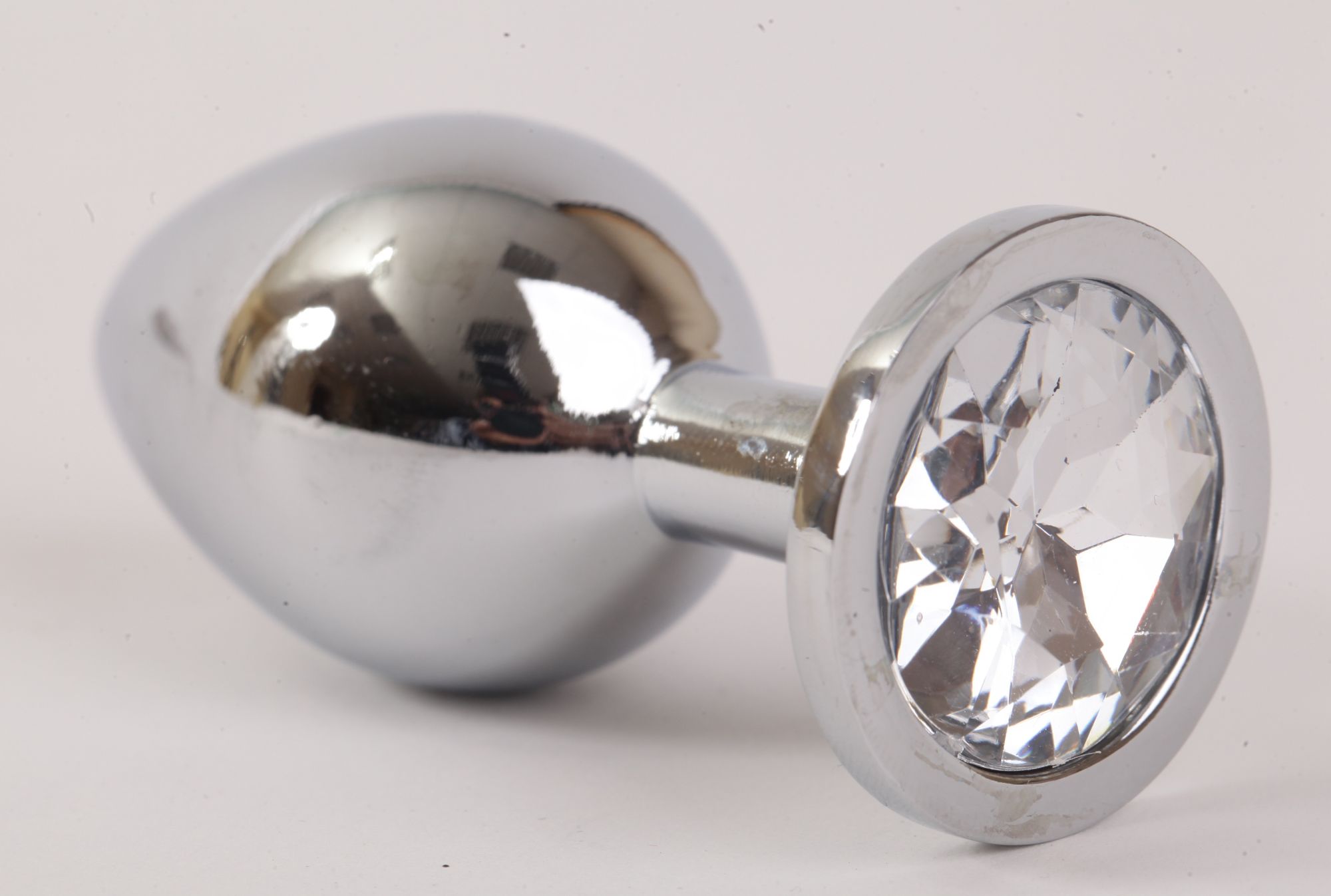 анальная пробка серебряная с прозрачным кристаллом m 3,4х8,2 47064-1-mm в Новом Уренгое