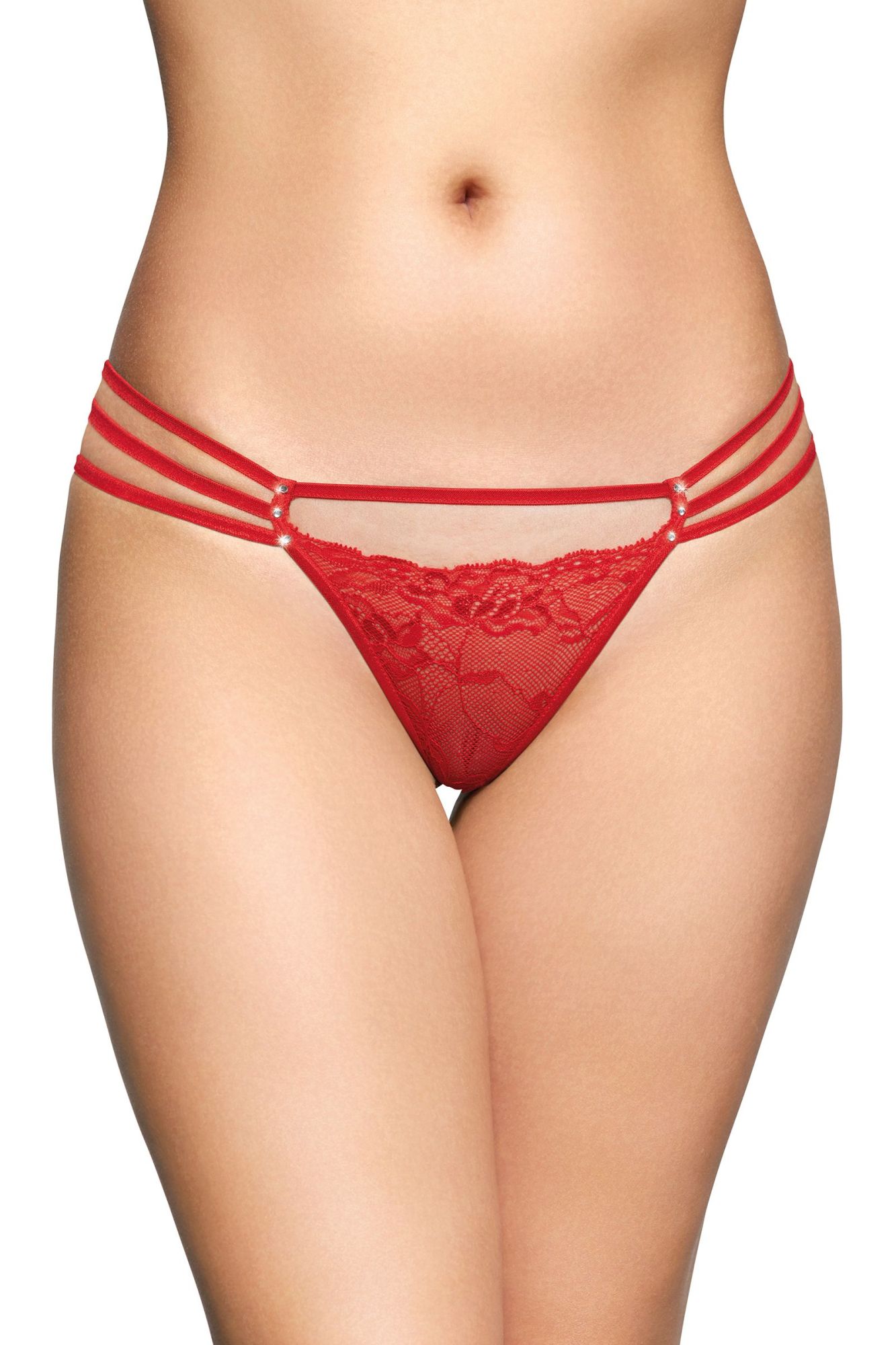 Эротическое стринги со стразами softline collection, красный, s/m в Новом Уренгое